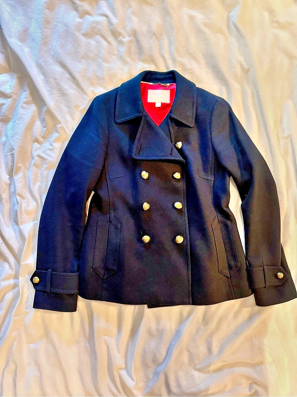 Banana Republic Double-Breasted Pea Coat in Navy Blue Medium